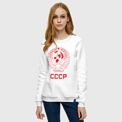 Свитшот хлопковый женский Герб СССР: Советский союз, цвет: белый — фото 2