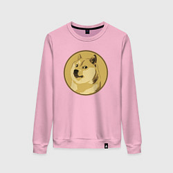 Свитшот хлопковый женский Пёсик Доге в круге, цвет: светло-розовый