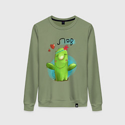 Свитшот хлопковый женский Кактус: Лав, цвет: авокадо