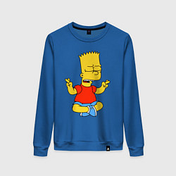 Свитшот хлопковый женский Барт Симпсон - сидит со скрещенными пальцами, цвет: синий
