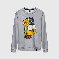 Свитшот хлопковый женский Cyber-Bart - Simpsons family, цвет: меланж