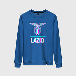 Свитшот хлопковый женский Lazio FC в стиле glitch, цвет: синий