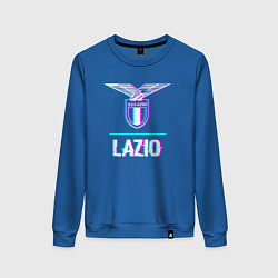 Свитшот хлопковый женский Lazio FC в стиле glitch, цвет: синий