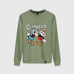 Свитшот хлопковый женский Cuphead - Mugman, цвет: авокадо