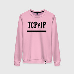 Свитшот хлопковый женский TCPIP Connecting people since 1972, цвет: светло-розовый