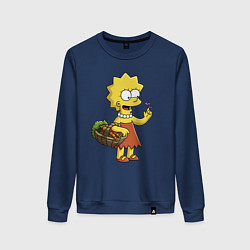 Свитшот хлопковый женский Lisa Simpson с гусеницей на даче, цвет: тёмно-синий