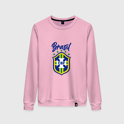 Свитшот хлопковый женский Brasil Football, цвет: светло-розовый