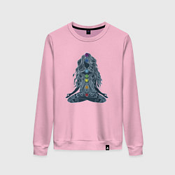 Свитшот хлопковый женский Йога - чакры по цветам, цвет: светло-розовый