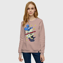 Свитшот хлопковый женский Симпсоны - шоу Щекотки и Царапки, цвет: пыльно-розовый — фото 2