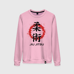 Свитшот хлопковый женский Jiu jitsu red splashes logo, цвет: светло-розовый