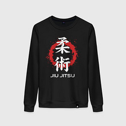 Свитшот хлопковый женский Jiu-jitsu red splashes, цвет: черный