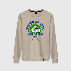 Свитшот хлопковый женский Cordao de ouro Capoeira flag of Brazil, цвет: миндальный