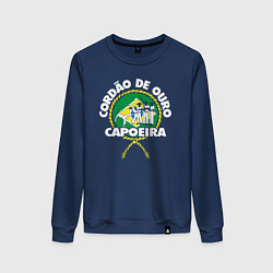 Свитшот хлопковый женский Capoeira - Cordao de ouro flag of Brazil, цвет: тёмно-синий