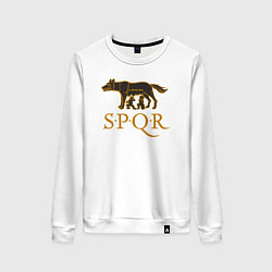 Свитшот хлопковый женский Капитолийская волчица SPQR, цвет: белый