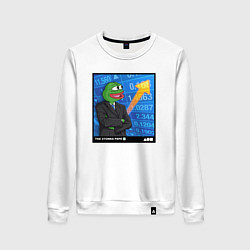 Свитшот хлопковый женский Pepe Stonks, цвет: белый