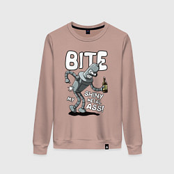Свитшот хлопковый женский Bender - Bite my ass, цвет: пыльно-розовый