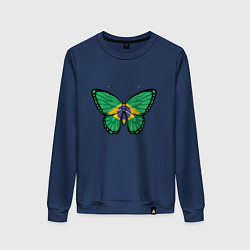 Свитшот хлопковый женский Бабочка - Бразилия, цвет: тёмно-синий