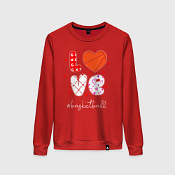 Свитшот хлопковый женский LOVE basketball сердечки, цвет: красный