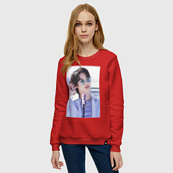 Свитшот хлопковый женский Мировой красавчик Джин, цвет: красный — фото 2