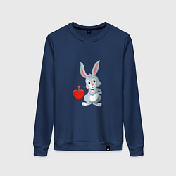 Свитшот хлопковый женский Влюблённый кролик, цвет: тёмно-синий