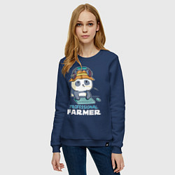 Свитшот хлопковый женский Professional Farmer - панда геймер, цвет: тёмно-синий — фото 2