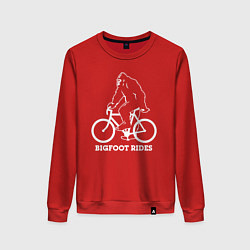 Свитшот хлопковый женский Бигфут на велосипеде, цвет: красный
