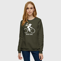 Свитшот хлопковый женский Велосипед - Викинг, цвет: хаки — фото 2