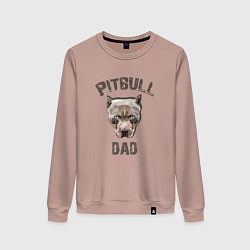 Свитшот хлопковый женский Pitbull dad, цвет: пыльно-розовый