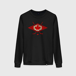 Свитшот хлопковый женский Флаг Канады хоккей, цвет: черный