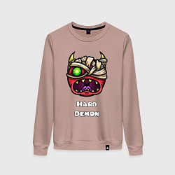 Свитшот хлопковый женский Geometry Dash hard demon, цвет: пыльно-розовый