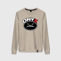 Свитшот хлопковый женский Onyx - black logo, цвет: миндальный