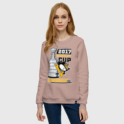 Свитшот хлопковый женский Питтсбург Пингвинз НХЛ, цвет: пыльно-розовый — фото 2