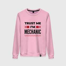 Свитшот хлопковый женский Trust me - Im mechanic, цвет: светло-розовый