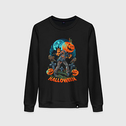 Свитшот хлопковый женский Halloween Pumpkin, цвет: черный