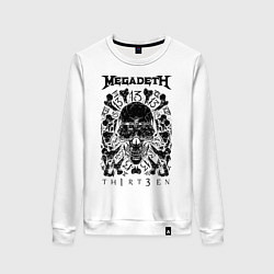 Свитшот хлопковый женский Megadeth Thirteen, цвет: белый