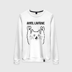 Свитшот хлопковый женский Avril Lavigne - rock cat, цвет: белый