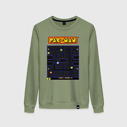 Свитшот хлопковый женский Pac-Man на ZX-Spectrum, цвет: авокадо
