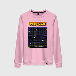 Свитшот хлопковый женский Pac-Man на ZX-Spectrum, цвет: светло-розовый
