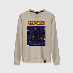 Свитшот хлопковый женский Pac-Man на ZX-Spectrum, цвет: миндальный