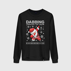 Свитшот хлопковый женский Through the snow Santa dabbing, цвет: черный