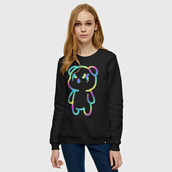 Свитшот хлопковый женский Cool neon bear, цвет: черный — фото 2