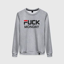 Свитшот хлопковый женский Fuck monday, anti-brand, fila, цвет: меланж