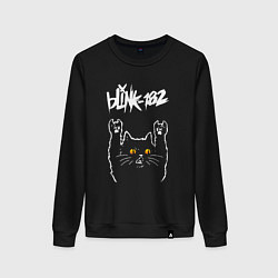 Свитшот хлопковый женский Blink 182 rock cat, цвет: черный