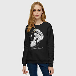 Свитшот хлопковый женский Портрет Зигмунда Фрейда - иллюзия, цвет: черный — фото 2