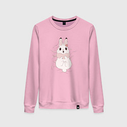 Свитшот хлопковый женский Cute white rabbit, цвет: светло-розовый