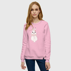 Свитшот хлопковый женский Cute white rabbit, цвет: светло-розовый — фото 2