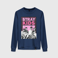 Свитшот хлопковый женский Stray Kids boy band, цвет: тёмно-синий
