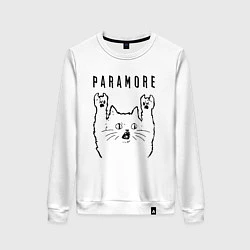 Свитшот хлопковый женский Paramore - rock cat, цвет: белый