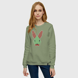 Свитшот хлопковый женский Лоскутный кролик, цвет: авокадо — фото 2