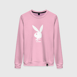 Свитшот хлопковый женский Черный кролик с надписью play2023, цвет: светло-розовый